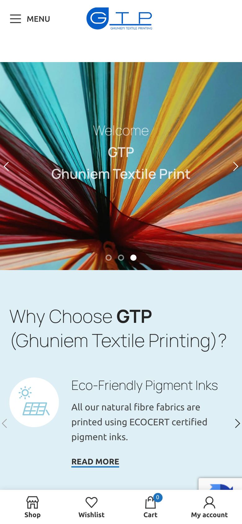 لقطة شاشة من نظام غنيم لطباعة المنسوجات (GTP) على الموبايل